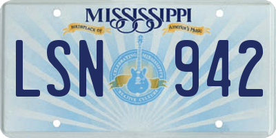 MS license plate LSN942