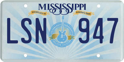 MS license plate LSN947