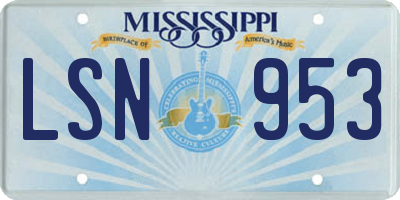 MS license plate LSN953