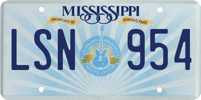 MS license plate LSN954