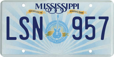 MS license plate LSN957