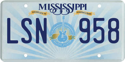 MS license plate LSN958