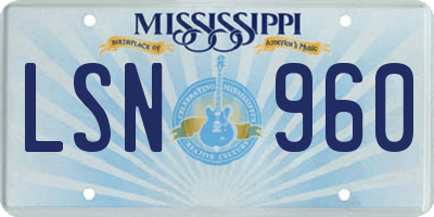 MS license plate LSN960