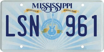 MS license plate LSN961