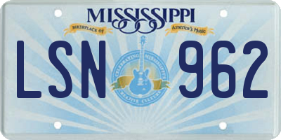 MS license plate LSN962