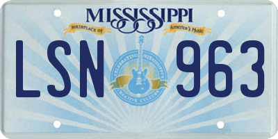 MS license plate LSN963
