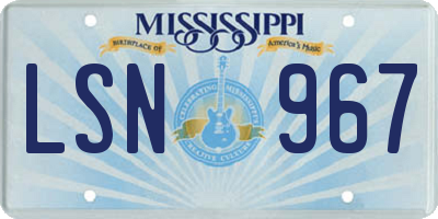 MS license plate LSN967