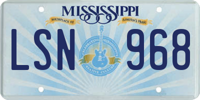 MS license plate LSN968