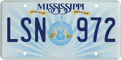MS license plate LSN972