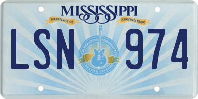 MS license plate LSN974