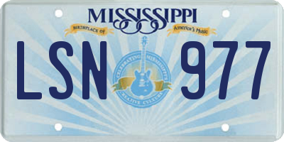MS license plate LSN977