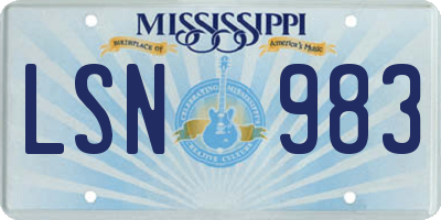 MS license plate LSN983