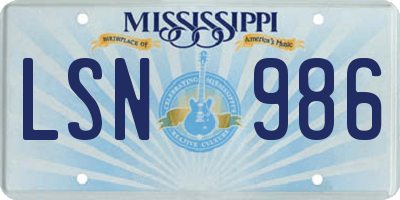 MS license plate LSN986