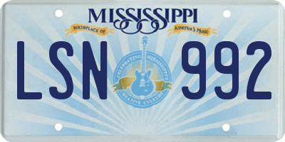 MS license plate LSN992