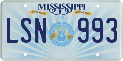 MS license plate LSN993