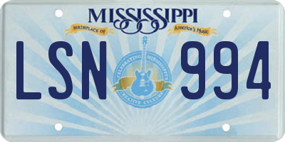 MS license plate LSN994