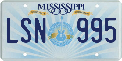 MS license plate LSN995
