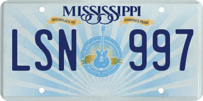 MS license plate LSN997