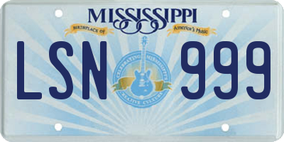 MS license plate LSN999
