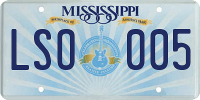MS license plate LSO005
