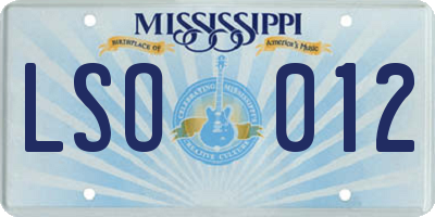 MS license plate LSO012