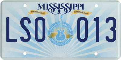 MS license plate LSO013