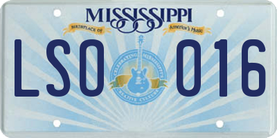 MS license plate LSO016