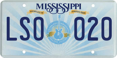 MS license plate LSO020