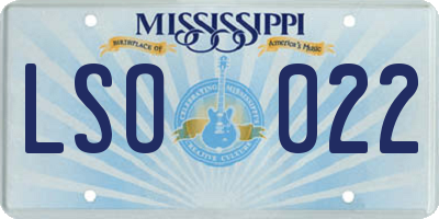 MS license plate LSO022