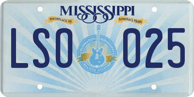 MS license plate LSO025
