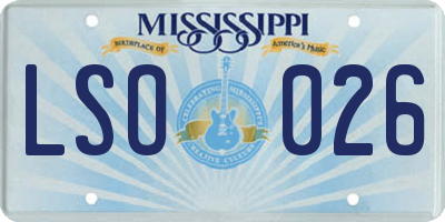 MS license plate LSO026