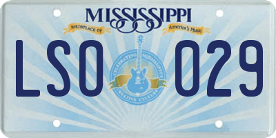 MS license plate LSO029