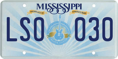 MS license plate LSO030