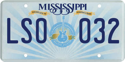 MS license plate LSO032