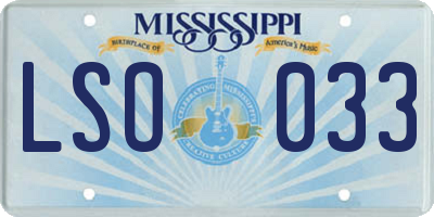 MS license plate LSO033