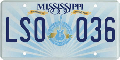MS license plate LSO036