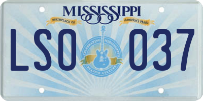 MS license plate LSO037