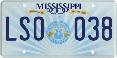 MS license plate LSO038