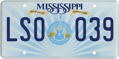 MS license plate LSO039