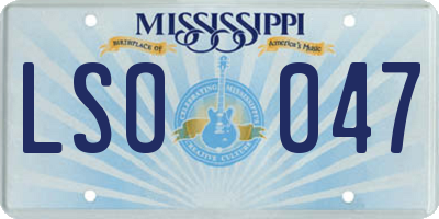 MS license plate LSO047