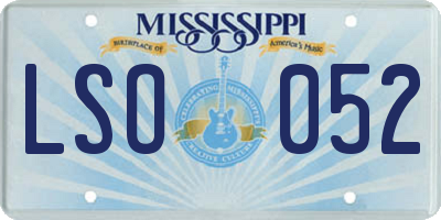 MS license plate LSO052
