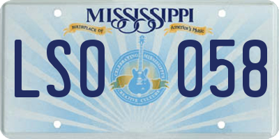 MS license plate LSO058