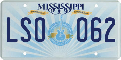 MS license plate LSO062