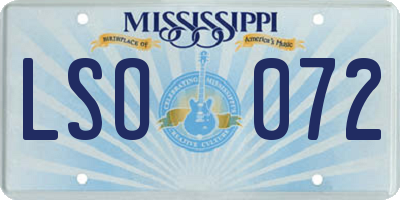MS license plate LSO072