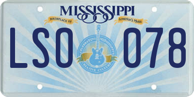 MS license plate LSO078