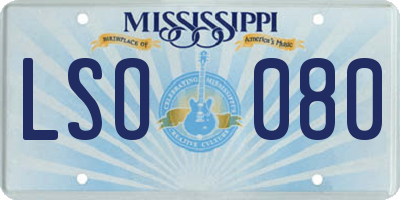 MS license plate LSO080