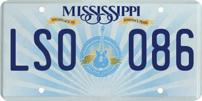 MS license plate LSO086