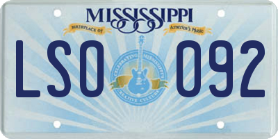 MS license plate LSO092