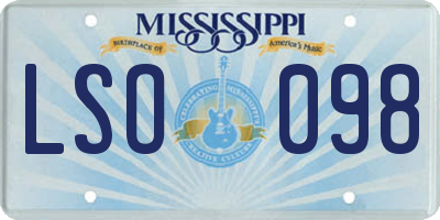 MS license plate LSO098