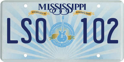 MS license plate LSO102